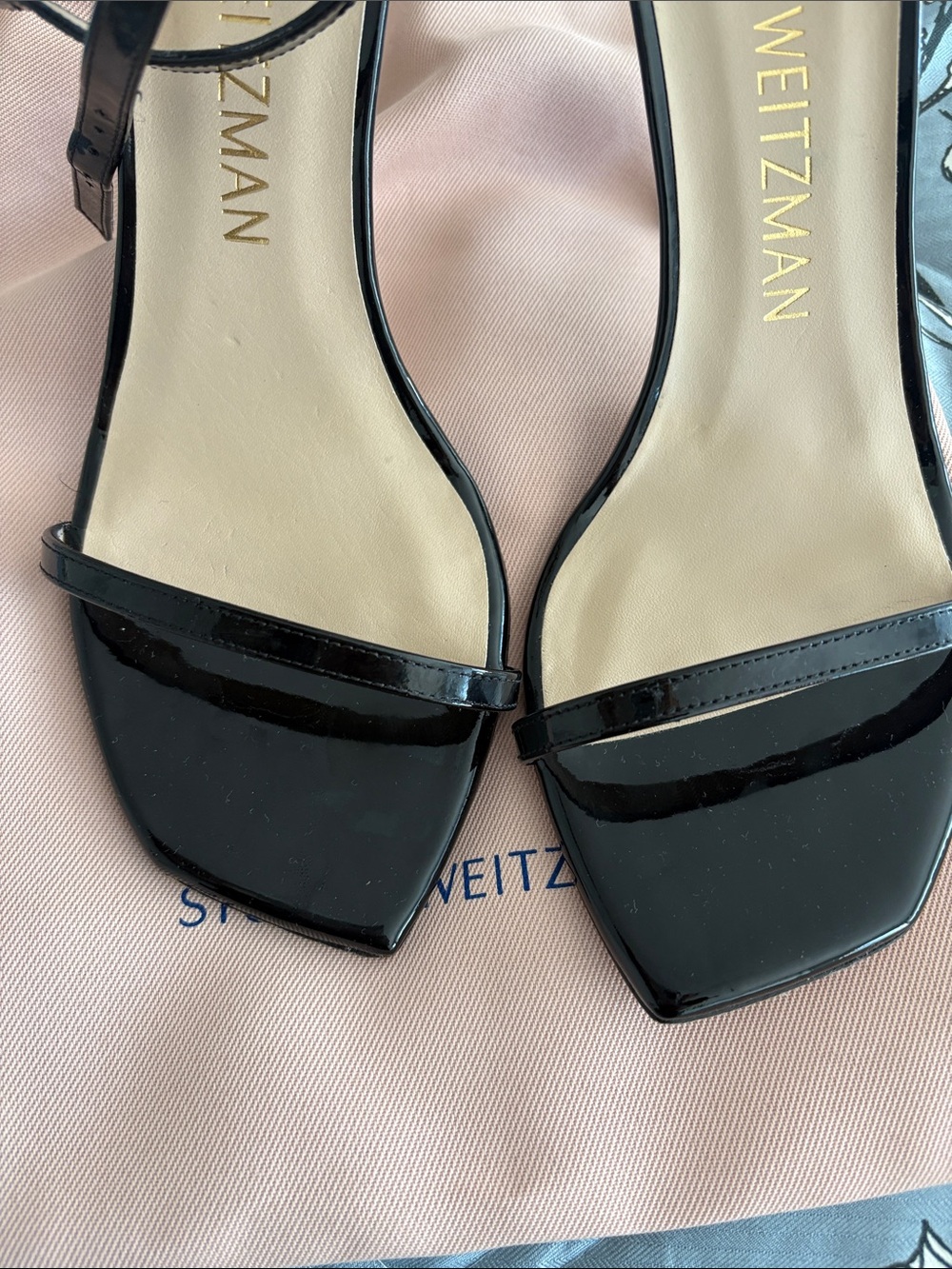 Stuart Weitzman Black Patent Strappy High-Heel Sandals - Picture 2 of 7